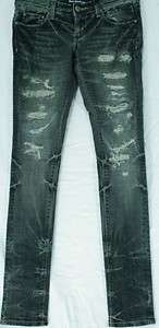   & Roll Couture Womens Black Jeans Ripped Skinny Slim SZ 27  