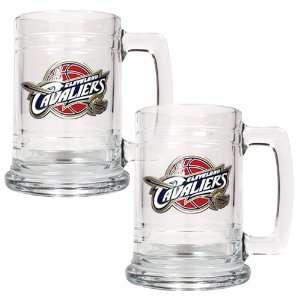  Cleveland Cavaliers 2pc 15oz Glass Tankard Beer Mug Set 