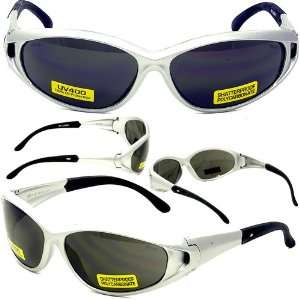 Climax Safety Glasses Silver Frame Clear Lenses (smoke lenses shown)