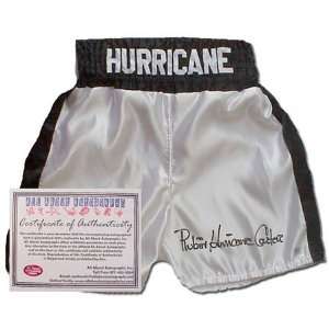 Rubin Hurricane Carter Autographed Custom Name Boxing Trunks  