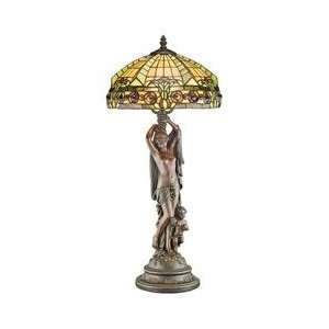   Style Stained Glass Table Lamp Featuring Roman Goddess Sculpture