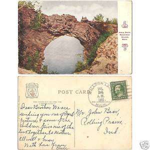 Vintage Postcard Mackinac Island Arch Walloon Lake Michigan MI 1911 
