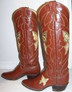 7N Vintage JUSTIN WOMENS BUTTERFLY COWBOY BOOTS Exotic  