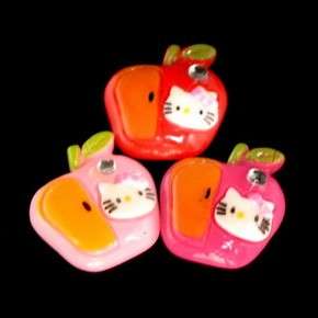 C1667B x 20 pcs Mix Hello Kitty Apple Fruit Rhinestone Resin Flatback 