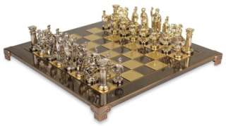 Greek & Roman Chess Set Package   Brown  