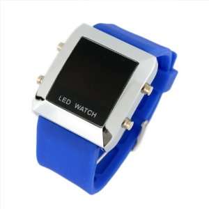  New Unisex Silicone Band LED Sports Wrist Watch Deep Blue 