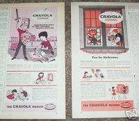 1958 & 1959 ad Crayola Crayons  Binney & Smith  2 ADS  