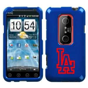  HTC EVO 3D RED LA DODGER ON A BLUE HARD CASE COVER 