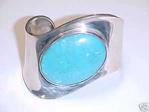 STERLING SILVER LARGE BLUE NATURAL STONE CUFF BRACELET  