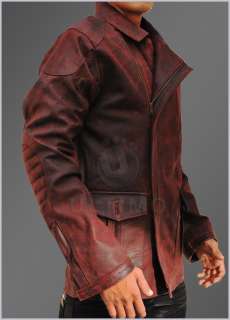   Del Spooner Smith Vintage Red Distressed Mens Leather Jacket  
