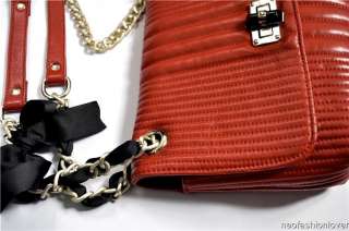 New Genuine Lambskin Leather Quilted Chain Ribbon Bag 4 colors Black 