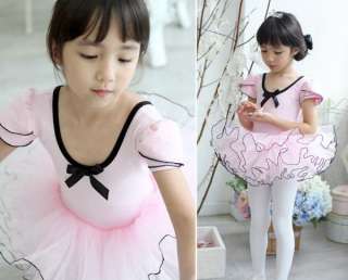 Girsl Party Pink Leotard Ballet TuTu Skate Fairy Dance Skirt Costume 