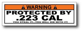 Protected By 223 CAL AR 15 Sticker Decal M4 Gun Case  