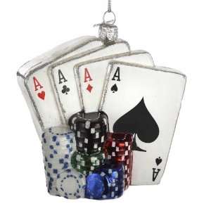  Kurt Adler 4 Inch Noble Gems Glass Poker Cards and Chips 