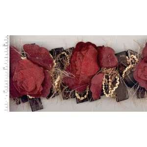   Fiber Ribbon Rose Trim Black Rose By The Yard Arts, Crafts & Sewing