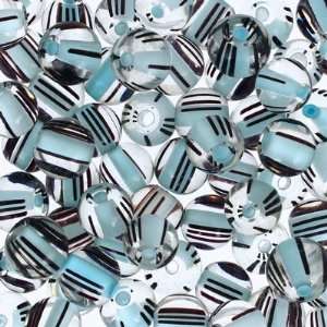  10mm Light Blue/Black Cane Glass Beads Round Arts, Crafts 
