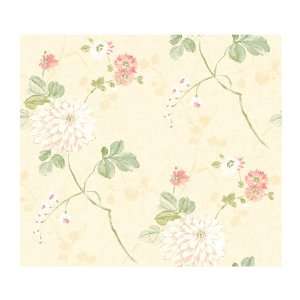   Willow Woods Chrysanthemum Toss Wallpaper, Cream/Blush Home