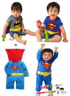 Boy Baby Superman Batman Set Romper Costume One piece Outfit Jumpsuit 