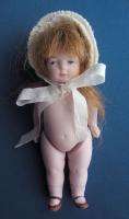 antique ALL BISQUE GIRL DOLL painted features GERMANY wire joints 