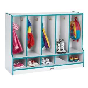  Toddler Colored Five Section Coat Lockers with Seat 