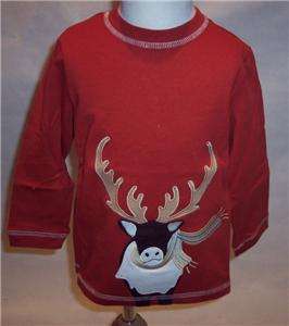 New Janie Jack Boys Reindeer Lodge Shirt Orange Winter  