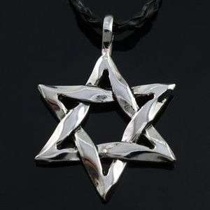 Mens Silver Star Of David Pewter Pendant with 20 Choker Necklace PP 