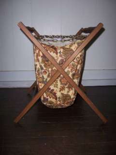 Vintage Wooden Knitting Sewing Yarn Fabric Floor stand Bag  