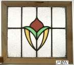 Antique English Lead Glazed Stained Glass Window 15.5H  