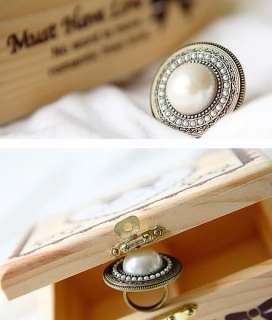 Bohemian Retro Round Pearl Antique Ring Size 7 Z499  