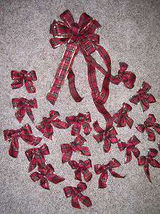 CHRISTMAS TREE BOWS 1 TOPPER & 20 SMALLER MATCHING BOWS  