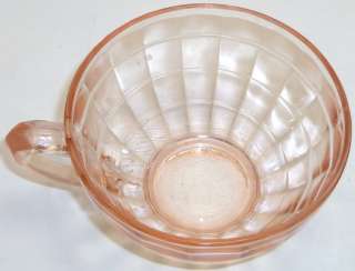   Pink Depression Glass Block Optic Pattern Cup In Excellent Condition