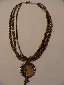 Silpada Tigers Eye Bronze Pearls & Brass Pen. Necklace  