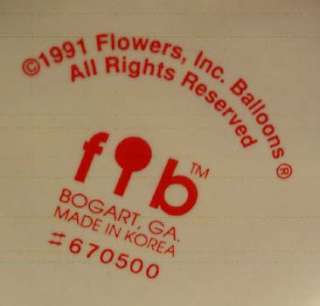 FIB FLOWERS INC BALLOONS XMAS CANDY CANE MUG CUP W/BOX  