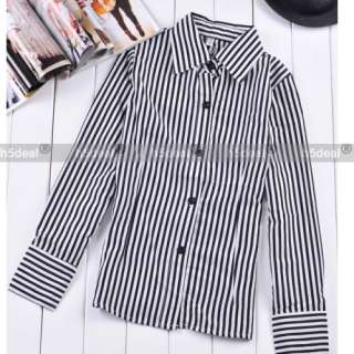 Fashion Korean Women Slim Crew Stripe T Shirts Top O  
