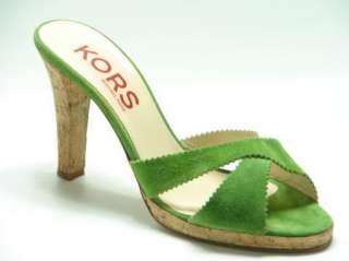 MICHAEL KORS Green Suede Platform Sandals Heels 7.5 M  