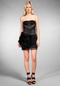 NEW* BCBG RUNWAY Black Woven Rosette Dress 2 $598  