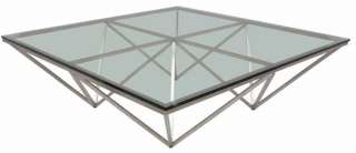 Origami 47 x 47 steel glass coffee table / Contemporary  