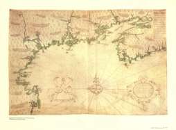 1607 map Nautical charts, Atlantic coast, N. America  
