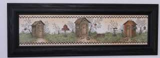 Country bathroom outhouses garden tools picture framed  