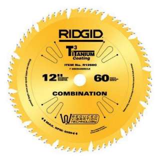 RIDGID 12 In. X 60 Tooth Carbide Combination Circular Saw Blade R1260C 