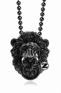 ZShock Zar Lion Head Pendant By ZShock in Silver with Black Platinum 