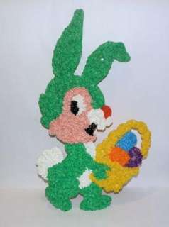 Melted Plastic Popcorn Easter Bunny Rabbit Green 21 Tall  