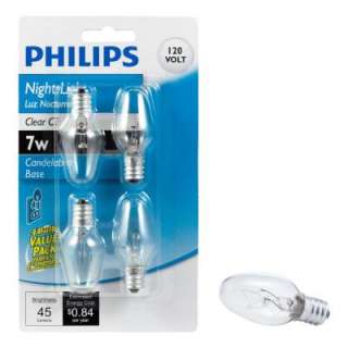 Philips 7 Watt C7 Night Light Replacement Light Bulbs (4 Pack) 415463 
