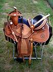 16 western leather barrel show pleasure saddle tan set combo