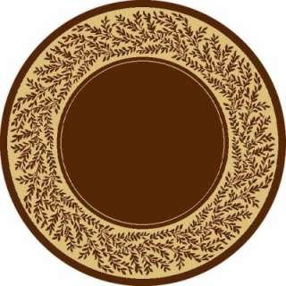 1,000 Leaves Chocolate and Beige 7 ft. 7 in. Round Indoor and Outdoor 