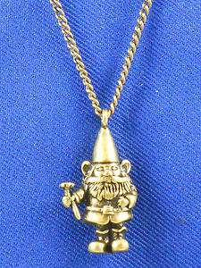 Fossil Brand Antique Goldtone Gnome Motif Necklace  