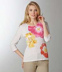 Ruby Rd. Woman Floral Striped Top $44.00