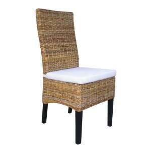 Stuhl aus Massivholz und Bananenblättergeflecht inkl. Sitzkissen 
