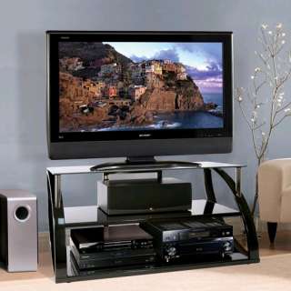 BellO AVS 4601HG Black Metal/Glass TV Stand   56, High Gloss, Flat 