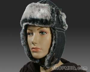 Fur Trooper Bomber Buffalo Ski Hat Cap dark Jean W430bk  